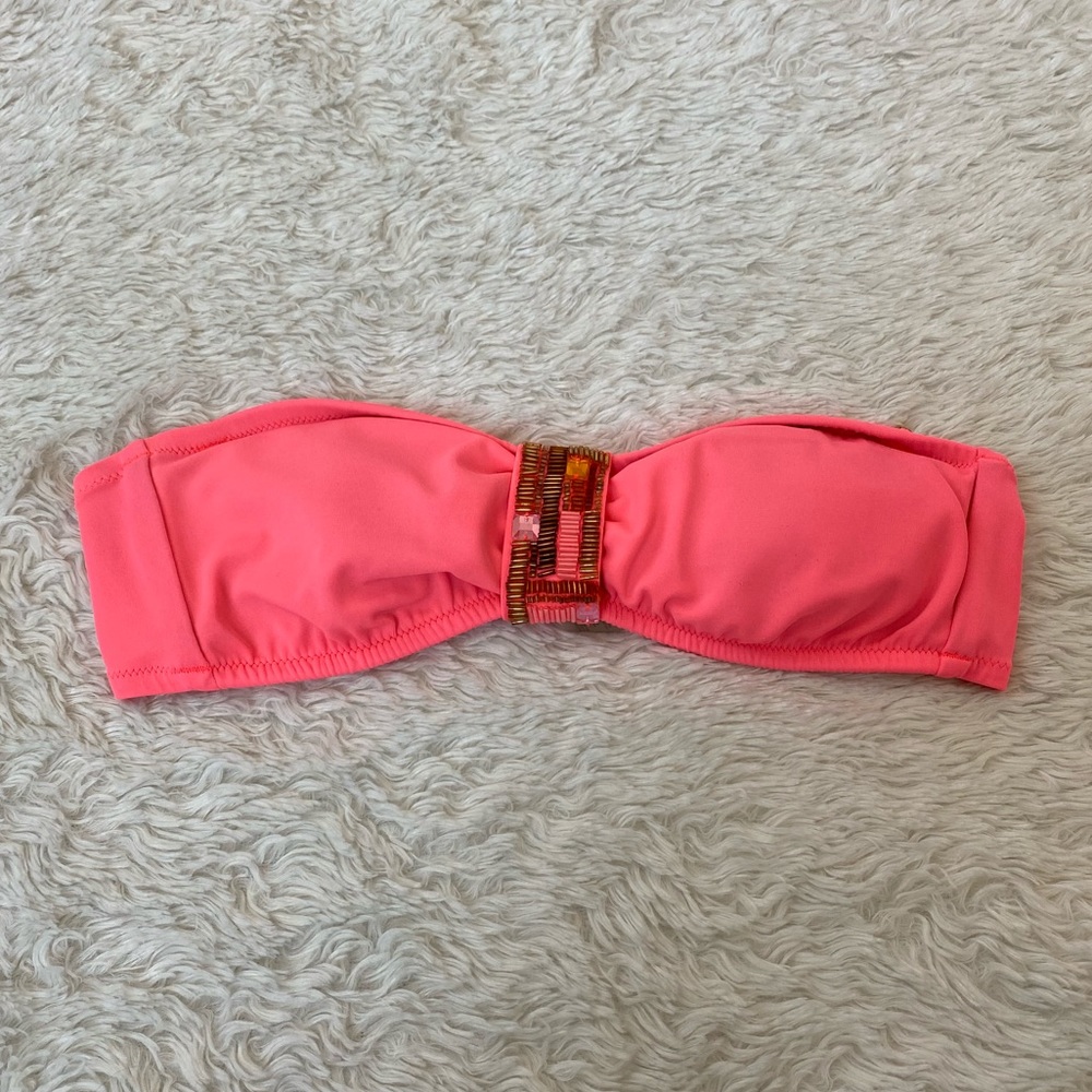 💛Victoria’s Secret Strapless Coral Bikini Top
